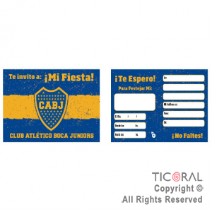BOCA AZUL Y ORO INVITACION GRANDE x 10